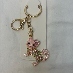 Cat Keychain with Colorful Gems
